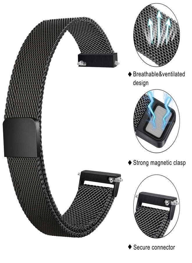 Mugust Veryfit Smart Watch Bands for IDW13, IDW16, IDW19 Smartwatch, Stainless Steel Metal Replacement Bracelet Strap for Fitpolo IDW13/Woneligo W13/FITVII HM57, ENOMIR/TOOBUR/MILOUZ/Gydom/Faweio/Veryfit IDW19 (Black) - Image 2