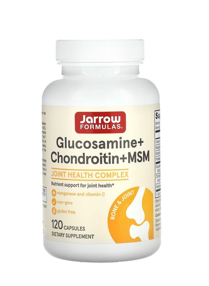 jarrow formulas Glucosamine + Chondroitin + MSM, 120 Capsules - Image 1