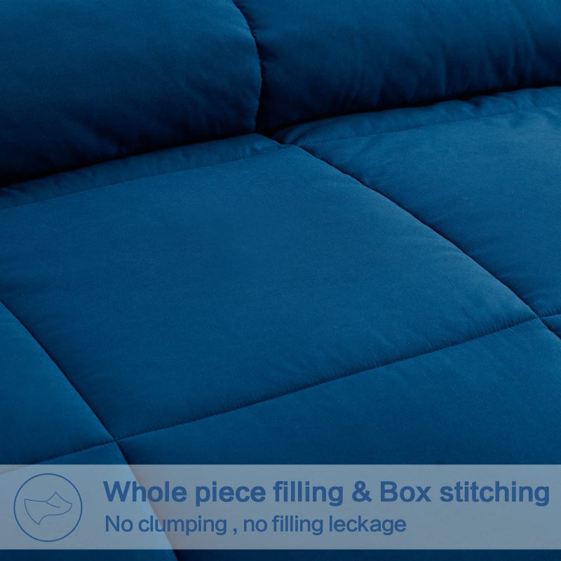 EASELAND California King Down Alternative Comforter - Quilted Duvet Insert for All Seasons, Soft Lightweight with Corner Tabs, Summer Winter Warm Bedding, Navy 96x104 Inches - Image 3