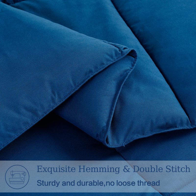 EASELAND California King Down Alternative Comforter - Quilted Duvet Insert for All Seasons, Soft Lightweight with Corner Tabs, Summer Winter Warm Bedding, Navy 96x104 Inches - Image 5