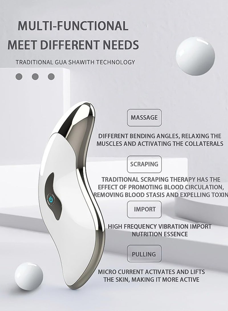 SOLARAE Electric Gua Sha Facial Tool, Face and Neck Sculpting Tool/Lift Device - Heated & Blue & Red Light Vibration Massager, Anti-Aging & Wrinkles, Massage Tool, Relieve Tensions and Reduce Puffiness, White - Image 3