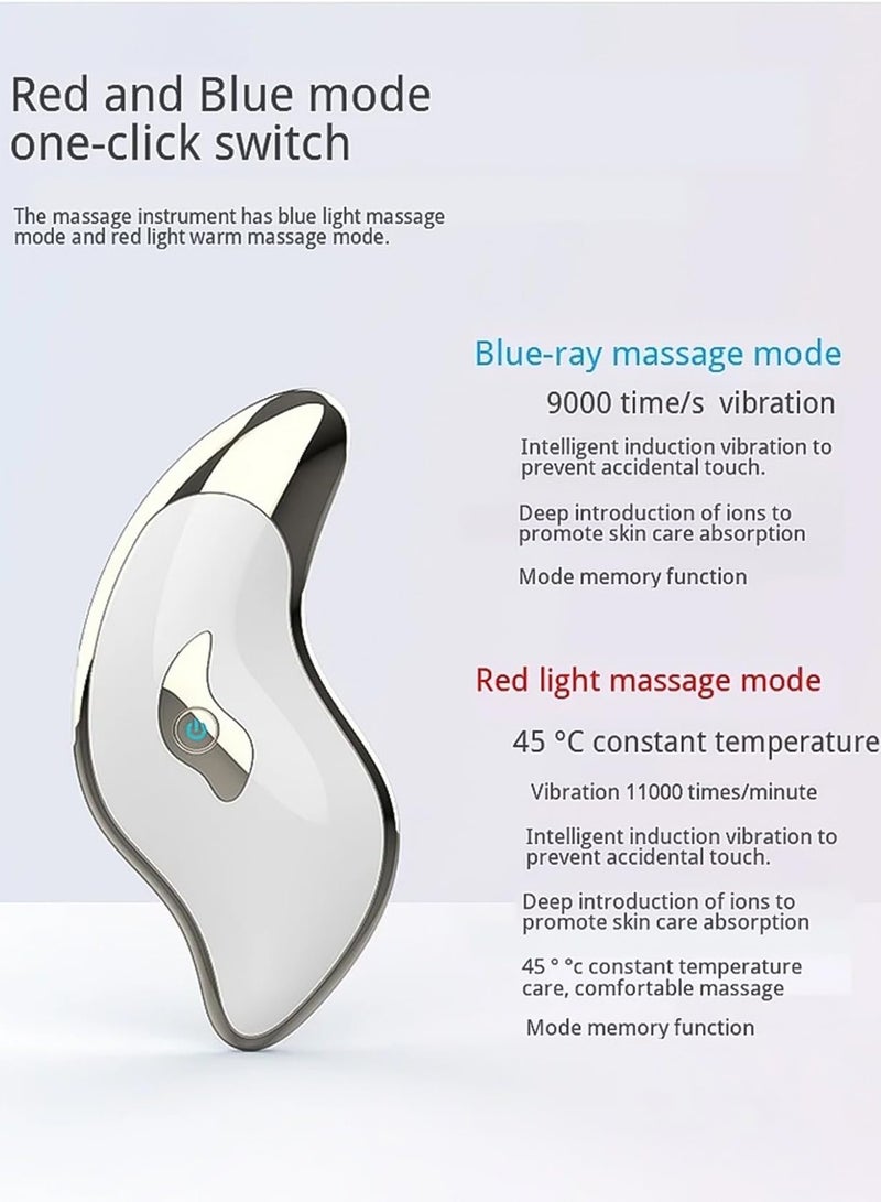 SOLARAE Electric Gua Sha Facial Tool, Face and Neck Sculpting Tool/Lift Device - Heated & Blue & Red Light Vibration Massager, Anti-Aging & Wrinkles, Massage Tool, Relieve Tensions and Reduce Puffiness, White - Image 5