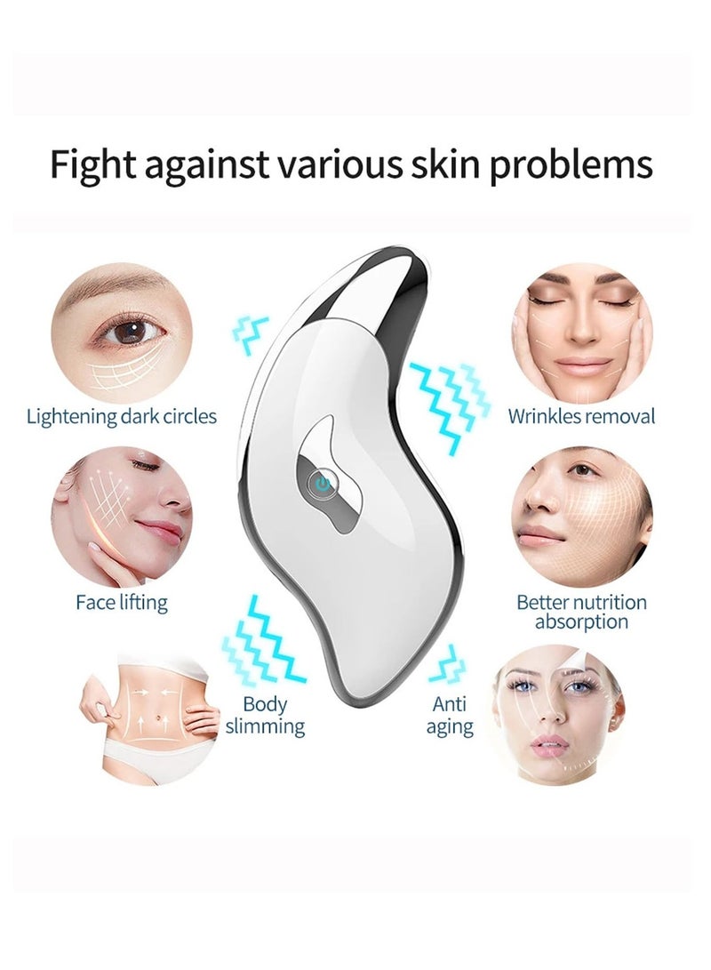 SOLARAE Electric Gua Sha Facial Tool, Face and Neck Sculpting Tool/Lift Device - Heated & Blue & Red Light Vibration Massager, Anti-Aging & Wrinkles, Massage Tool, Relieve Tensions and Reduce Puffiness, White - Image 2