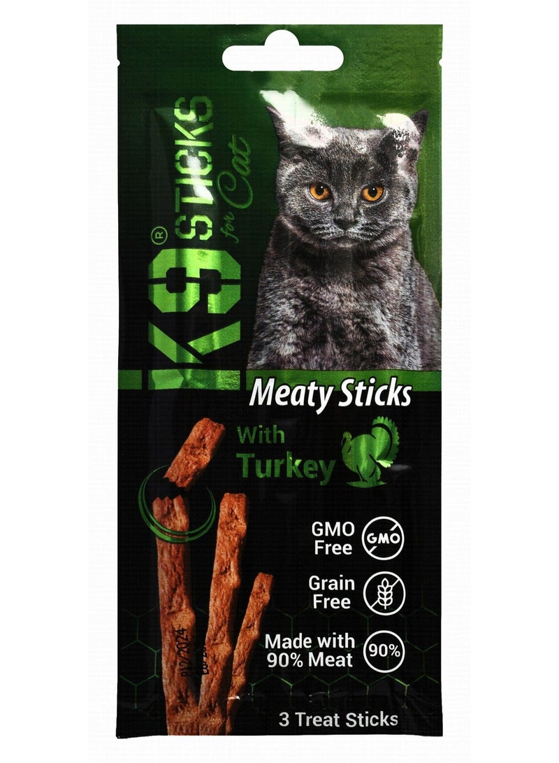 K9 Meaty Sticks Cat Treat Sticks with Turkey – 3 sticks - Image 1