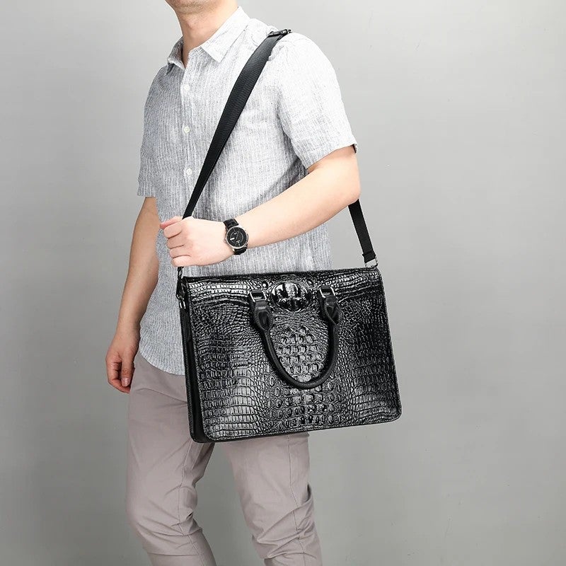 Y&D Men's Laptop Briefcase 14 Inch PU Leather Shoulder Bag – Stylish Business Tote Handbag for Men, Professional & Fashionable - Image 5