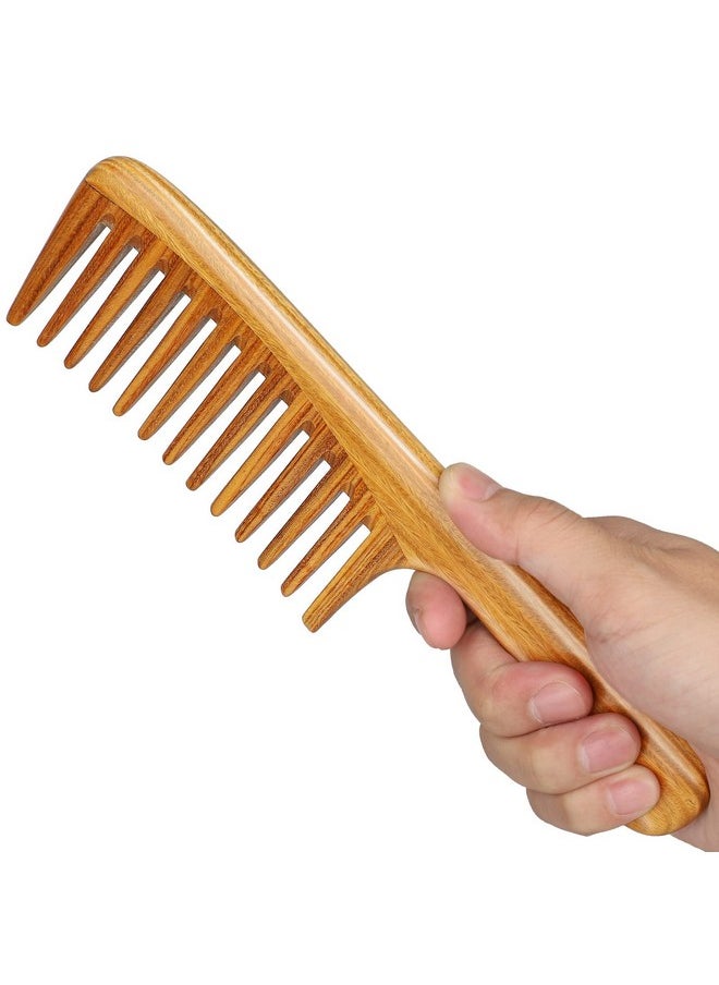 OneDor - Handmade 100% Natural Green Sandalwood Hair Combs Antistatic Sandalwood Scent Natural Hair Detangler Wooden Comb (Extra Large Detangler Comb) - Image 1