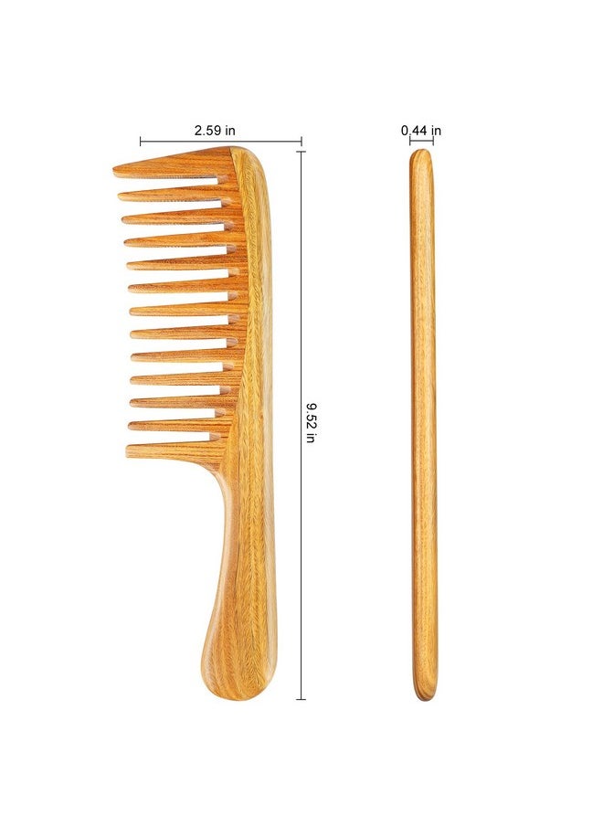 OneDor - Handmade 100% Natural Green Sandalwood Hair Combs Antistatic Sandalwood Scent Natural Hair Detangler Wooden Comb (Extra Large Detangler Comb) - Image 1