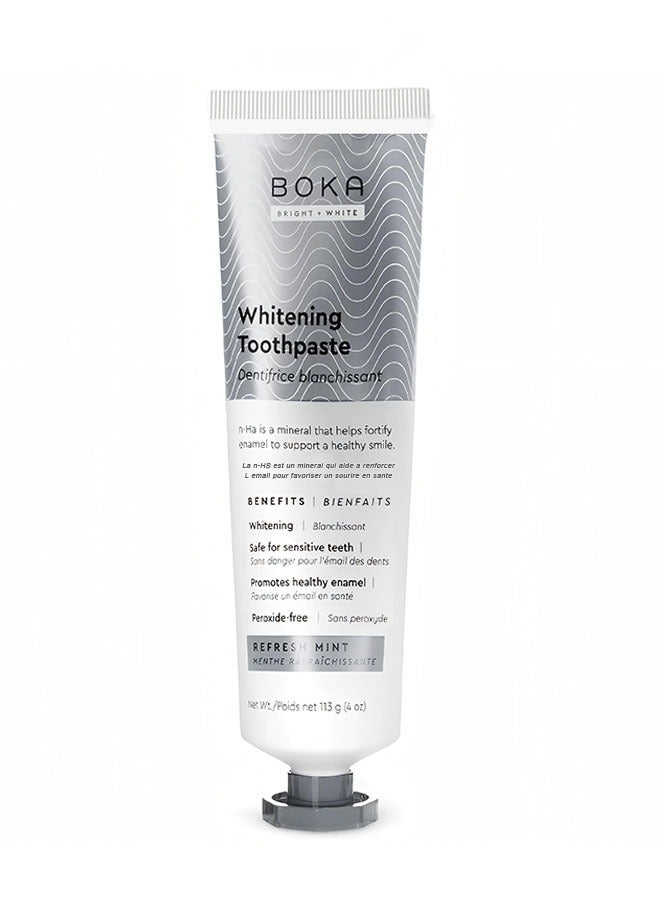 BOKA Whitening Toothpaste 113g, Fluoride Free Dentifrice Blanchissant, Remineralizing Sensitive Teeth, Tooth Whitening for Adult, Kids Oral Care, Refresh Mint Flavor - Image 1