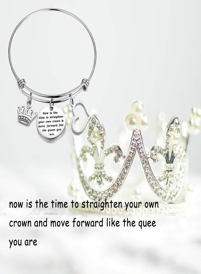 AKTAP Inspirational Bracelets Divorce Gifts Now Is the Time to Straighten Your Own Crown and Move Forward Like the Queen You Are Cheer Up Gifts for Women Feminist Jewelry (crown bracelet) - Image 4
