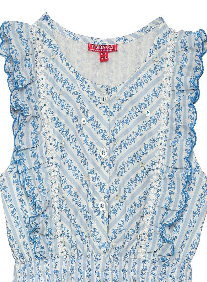 BIBA Girls Printed Straight Kid(KWDOLL HOUSE5883_Blue_9) - Image 3