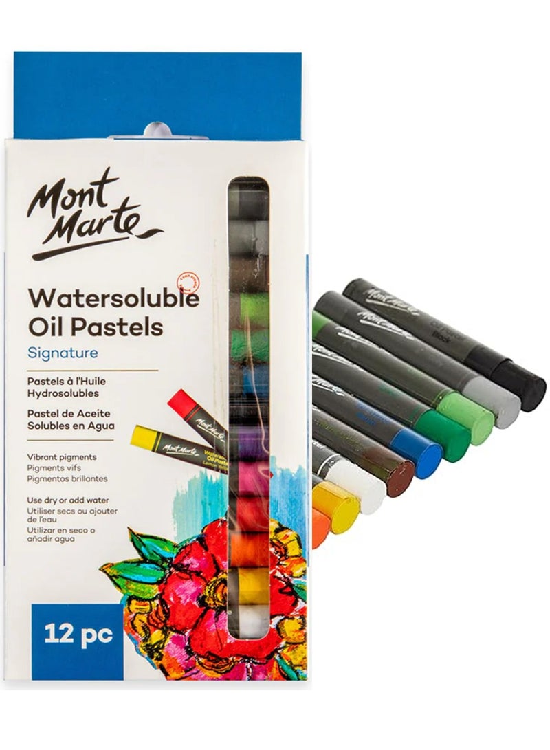 Mont Marte 12-Piece Signature Watersoluble Oil Pastels Multicolour - Image 1