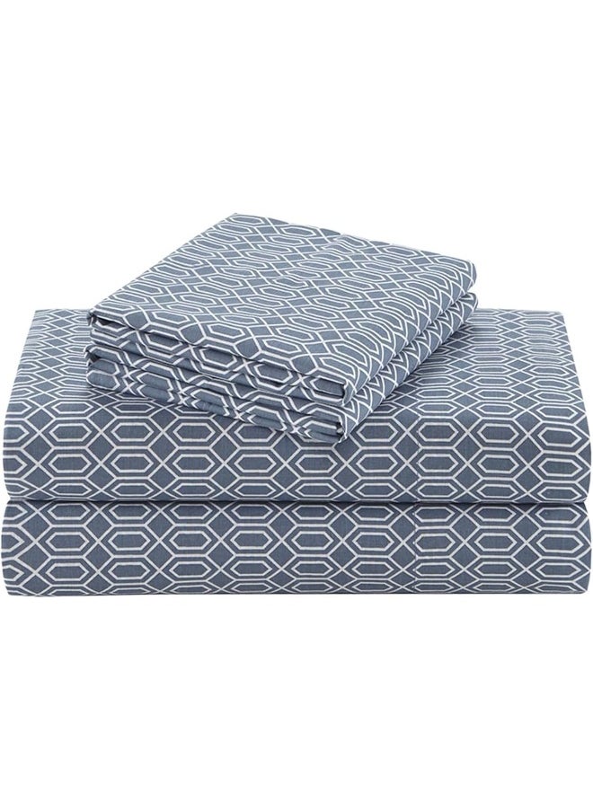 Comfort Spaces Comfort Spaces 100% Cotton Sheets Twin, Breathable, Naturally Cool Cotton Sheets, Soft Cotton Bed Sheets with 14" Elastic Pocket Fits up to 16" Mattress, All Seasons Sheet Set, Diamond Blue 3 Piece  - Image 1