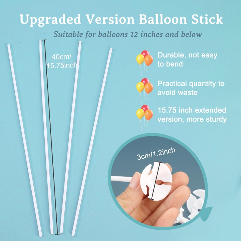PP OPOUNT 20 PCS Balloon Sticks, 15.7 Inch Sticks with Cups, Plastic Sticks for Anniversary, Birthday, Wedding Decoration, Centerpieces, White - Image 2