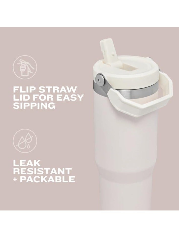 Stanley IceFlow Stainless Steel Tumbler with Straw - Vacuum Insulated Water Bottle for Home, Reusable Cup with Straw Leakproof Flip - Cold for 12 Hours or Iced for 2 Days, 30 Oz (Pink)