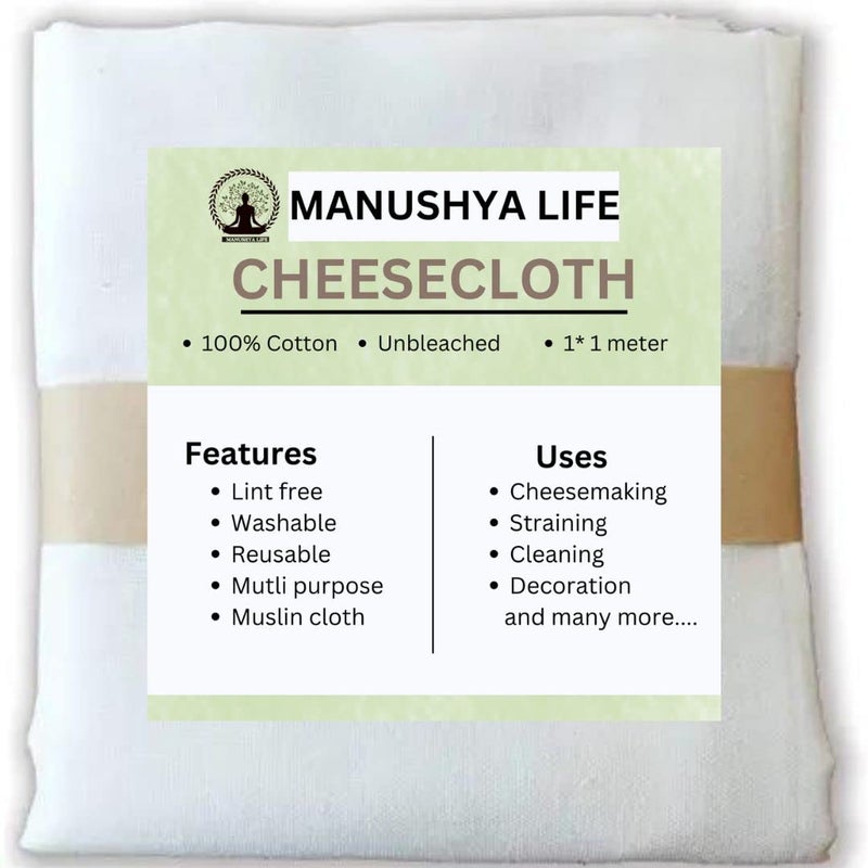 Manushya Life Manushya Life | Muslin Cloth 1 X 1 Meter Cheese Cloths for Straining Reusable, Making Cheese, Baking, Hallowmas Decoration  - Image 1