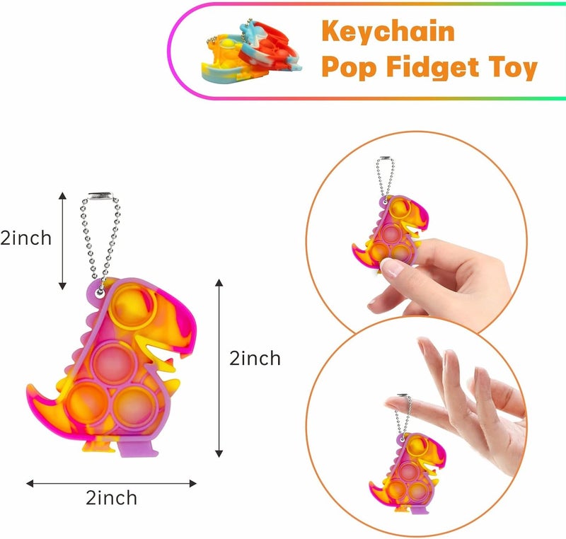 Genuvi ألعاب تسلية على شكل ديناصورات من نوع “بوب فيدجت” (Dinosaur Pop Fidget Toys)، بكميات كبيرة، كهدايا للأطفال من عمر 4 إلى 8 سنوات أو من 8 إلى 12 سنة، عبوة تحتوي على 30 قطعة. ألعاب صغيرة على شكل مفاتيح على شكل ديناصورات، مناسبة للاستخدام في الفصول الدراسية كجوائز للطلاب، أو كهدايا لنهاية العام الدراسي أو كحشوات لأكياس الهدايا في المهرجانات أو أعياد الميلاد. - Image 3