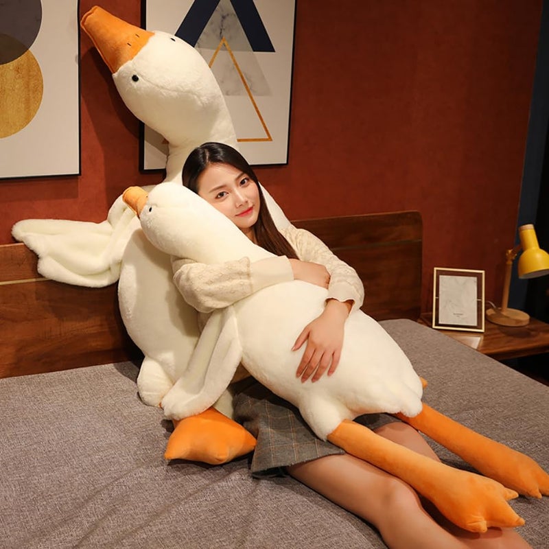 Srutirbo Giant White Goose Plush-51 in Soft Furry Swan Stuffed Animal Pillow,Huge Goose Plush Hugging Pillow Gifts for Every Age (51 in) - Image 3