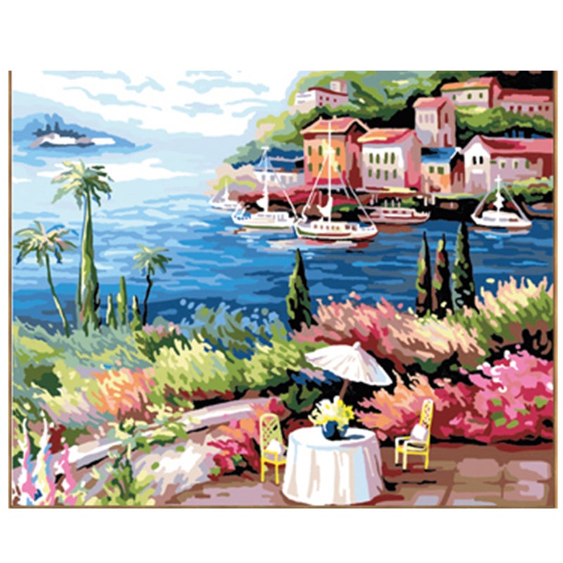 ملف رسم زيتي يدوياً على قماش بحجم 16 × 20 بوصة، بنظام الرسم بالرقم، بنقشة زهرة ربيع، للبالغين والأطفال والمبتدئين، يدخل في الحرف اليدوية، كديكور جدار منزلي، هدية بدون إطار - Image 1