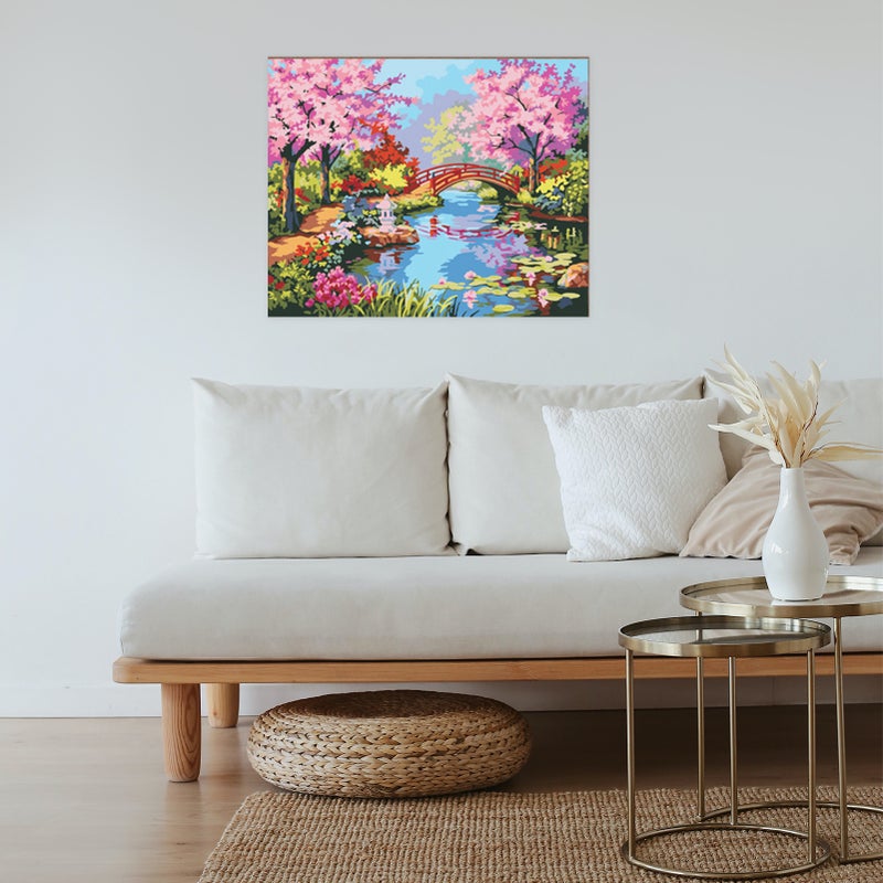 ملف رسم زيتي يدوياً على قماش بحجم 16 × 20 بوصة، بنظام الرسم بالرقم، بنقشة زهرة ربيع، للبالغين والأطفال والمبتدئين، يدخل في الحرف اليدوية، كديكور جدار منزلي، هدية بدون إطار - Image 3