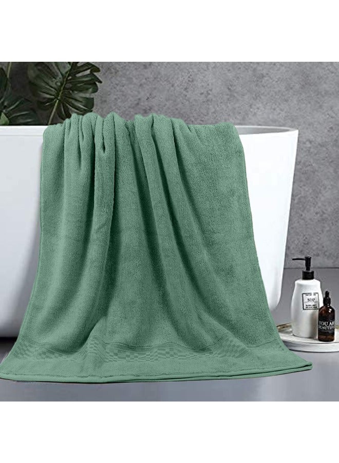 BYFT Home Ultra (Green) Premium Cotton Bath Sheet (90 X 180 Cm-Set Of 1) Highly Absorbent, High Quality Bath Linen With Checkered Dobby 550 Gsm - Image 1