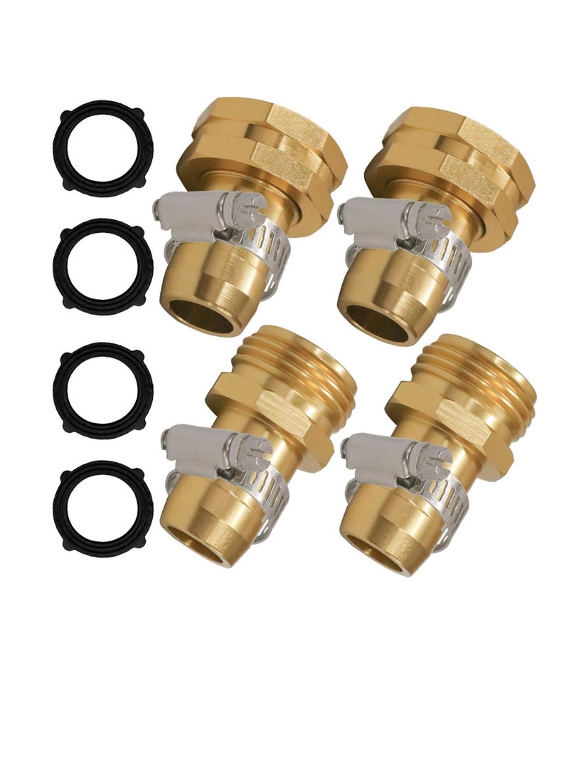 SUNSAR 2 Set Garden Hose Repair Connector with Stainless Steel Clamps, Fit for 3/4" or 5/8" Garden Hose Fitting, Female and Male Hose Connectors - Image 1