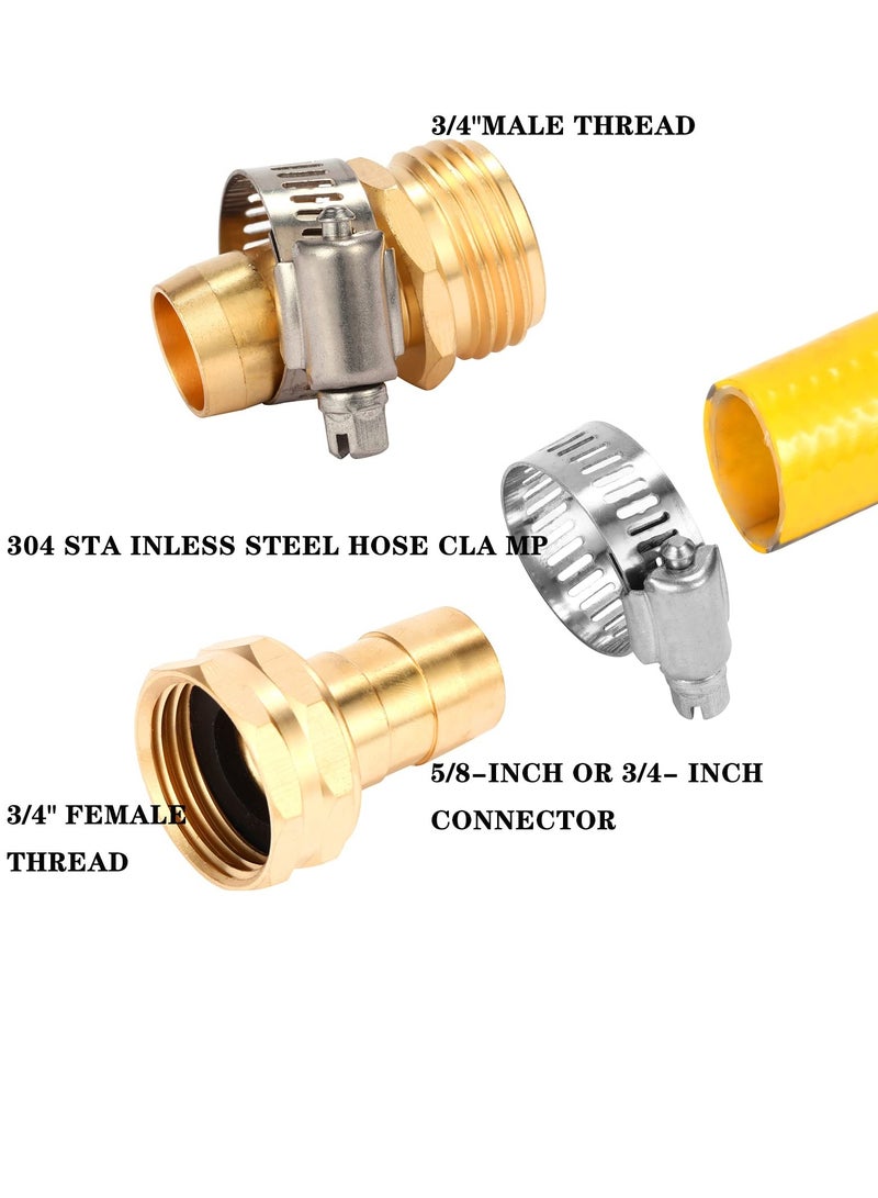 SUNSAR 2 Set Garden Hose Repair Connector with Stainless Steel Clamps, Fit for 3/4" or 5/8" Garden Hose Fitting, Female and Male Hose Connectors - Image 5