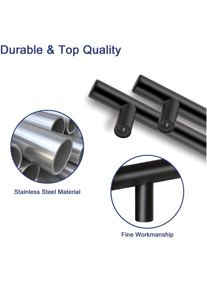 FIRST PRO 10 Pack Kitchen Cabinet Handles, 200mm Stainless Steel Kitchen Door Handles, 128mm Hole Center T Bar Drawer Cupboard Handles with Screws, Kitchen Drawer Pulls for Bathroom Bedroom Wardrobe  - Image 4