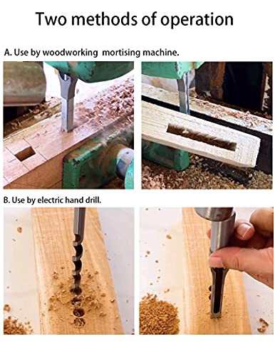 WSOOX Square Hole Drill Bits for Wood, Woodworking Hole Saw Mortising Chisel Drill Bits (Size: 1/4 inch, 5/16 inch, 3/8 inch, 1/2 inch) - Image 2