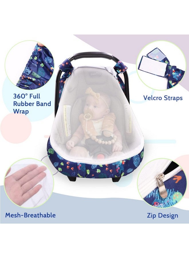 SWESEN Car Seat Covers for Babies Boys, Little Brother Infant Carseat Canopy, Stretchy Newborn Stroller Carrier Cover, Dinosaur - Image 3