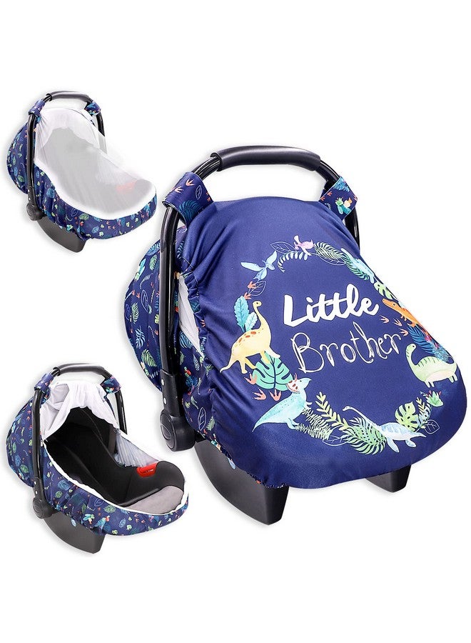 SWESEN Car Seat Covers for Babies Boys, Little Brother Infant Carseat Canopy, Stretchy Newborn Stroller Carrier Cover, Dinosaur - Image 1