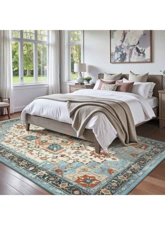Arabest Area Rugs for Living Room, Machine Washable Non Slip Carpet, Vintage Floral Aesthetic Rug, Dining Home Decor, Nectar (80×160 cm) - Image 4