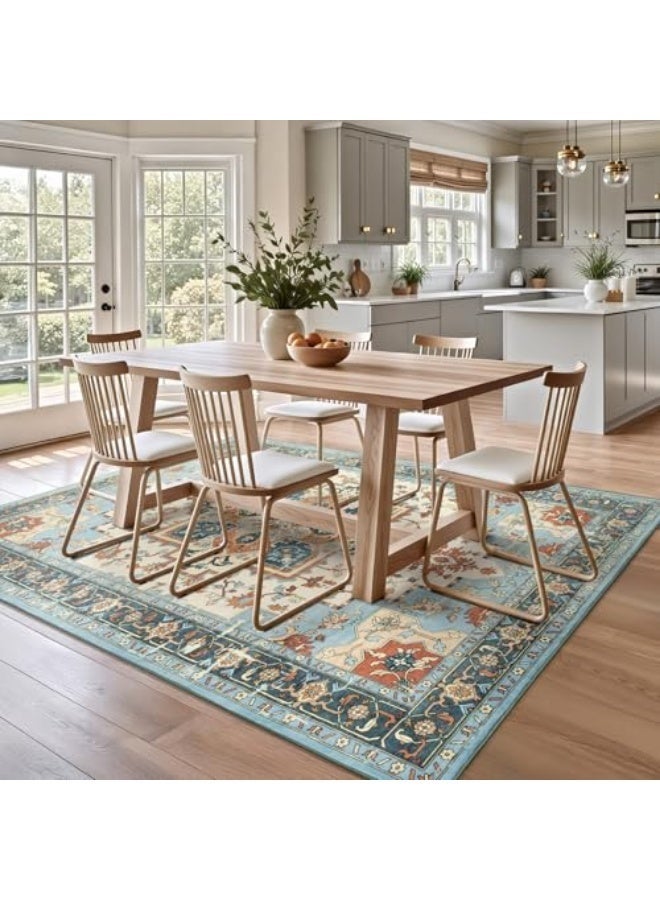 Arabest Area Rugs for Living Room, Machine Washable Non Slip Carpet, Vintage Floral Aesthetic Rug, Dining Home Decor, Nectar (80×160 cm) - Image 3