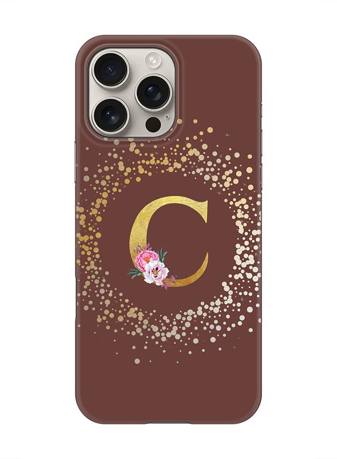 Stylizedd For iPhone 16 Pro Max,Case, [Compatible with MagSafe] Magnetic cover Slim fit Protection Matte, - Custom Monogram Floral - C  (Brown ) - Image 1