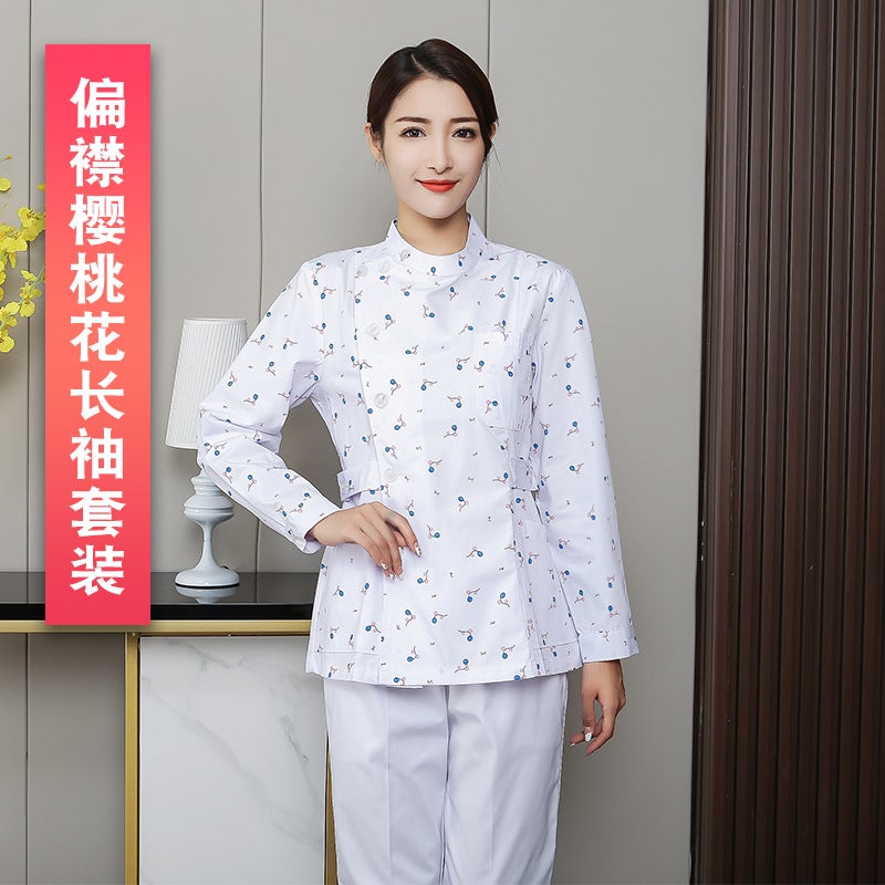Maternity Center Workwear Floral Nurse Uniform Long-Sleeve Two-Piece Set Nursing Home Maternity Care Uniform - Image 1