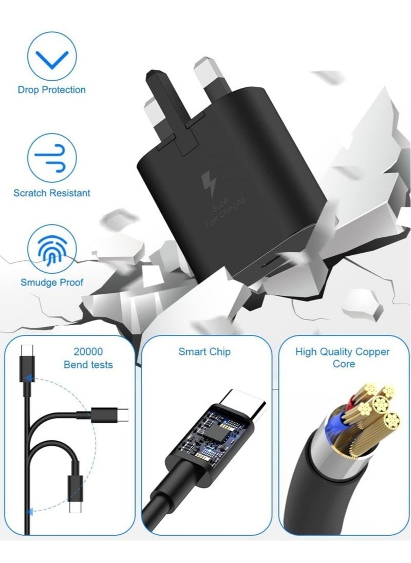 Gravity 45W USB C Charger for compatible Samsung UK Travel Adaptor, 25W with USB Type C Cable - WhiteSamsung UK Travel Adaptor (45W with USB type C Cable) BlackSamsung Galaxy S22/S22+/S21/S21 FE/S21 Ultra/S20 - Image 3