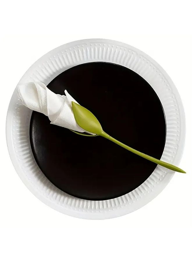 10pcs Green Floral Napkin Holders Durable PP Table Decor For Weddings Parties - Image 3