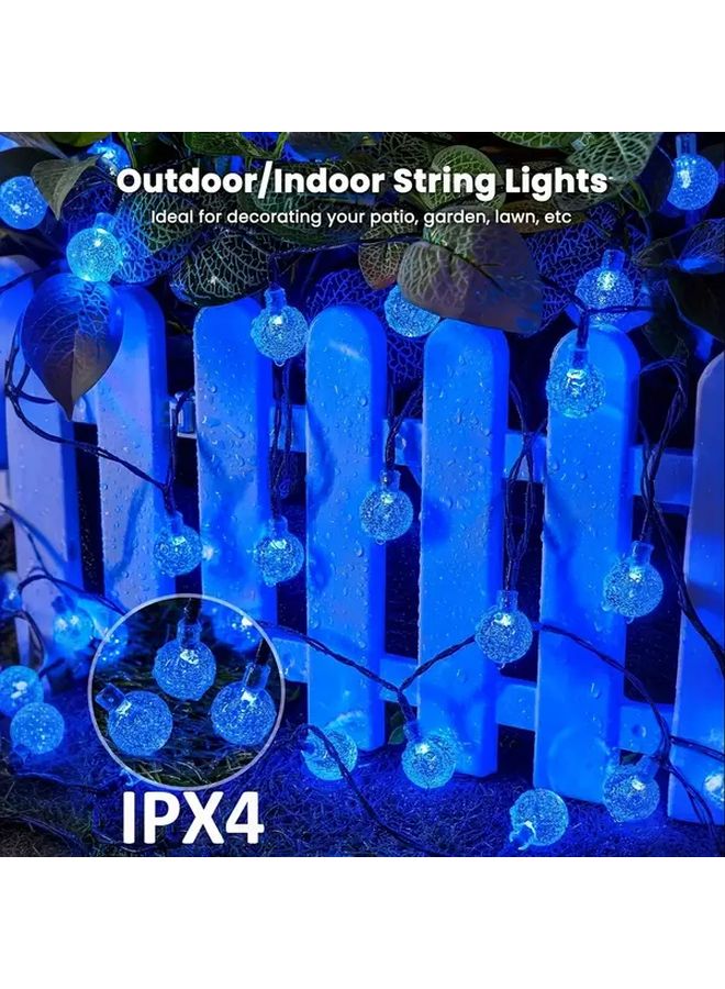 أضواء شمسية زرقاء بخيوط 100 لمبة LED 8 أوضاع مقاومة للماء IPX4 لتزيين الحفلات الخارجية والحدائق - Image 2