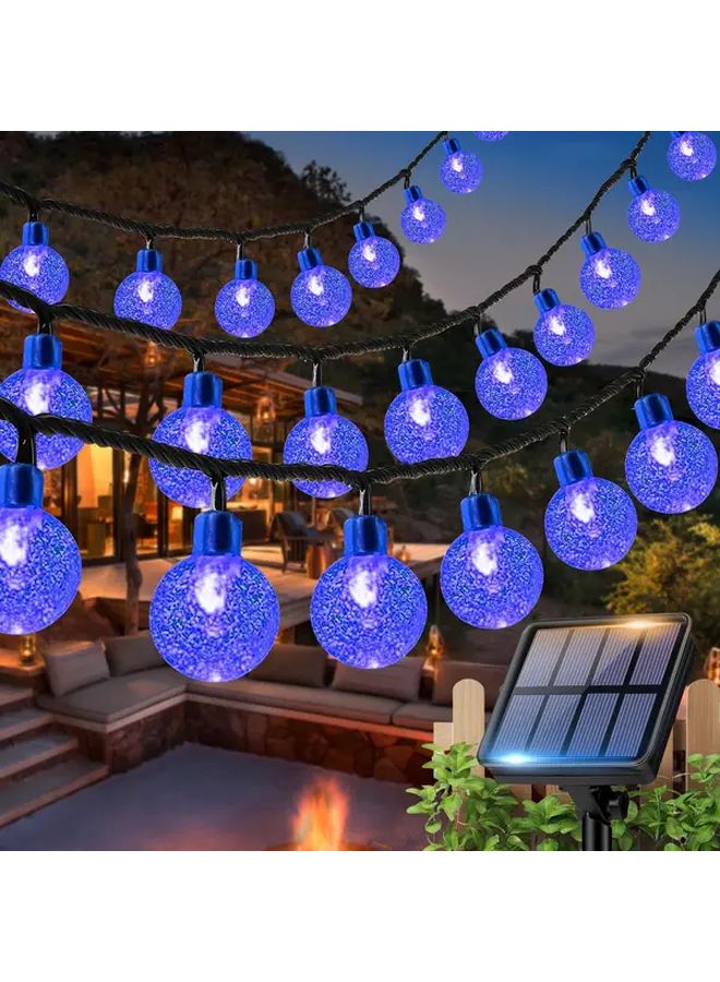 أضواء شمسية زرقاء بخيوط 100 لمبة LED 8 أوضاع مقاومة للماء IPX4 لتزيين الحفلات الخارجية والحدائق - Image 1