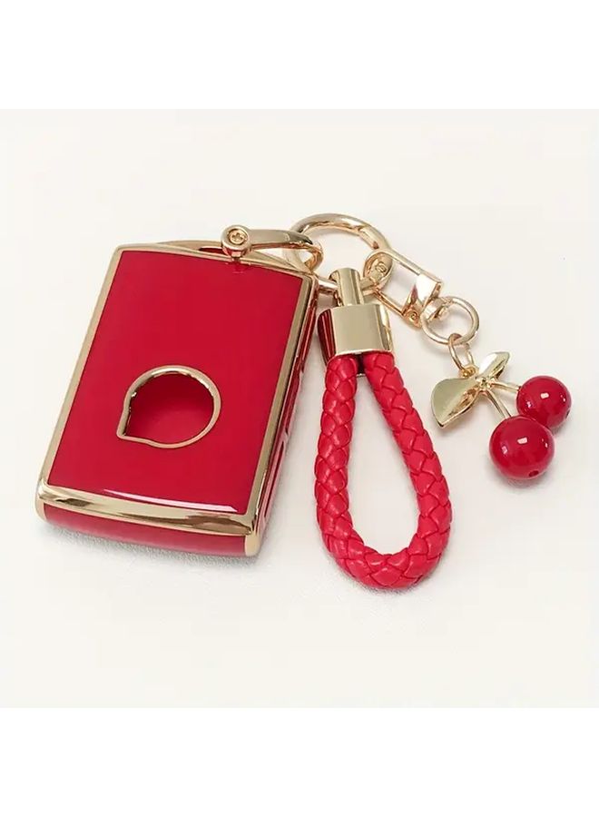 Red Soft TPU Key Fob Cover Case With Keychain For 2017 2021 SUV Sedan Models - Image 4