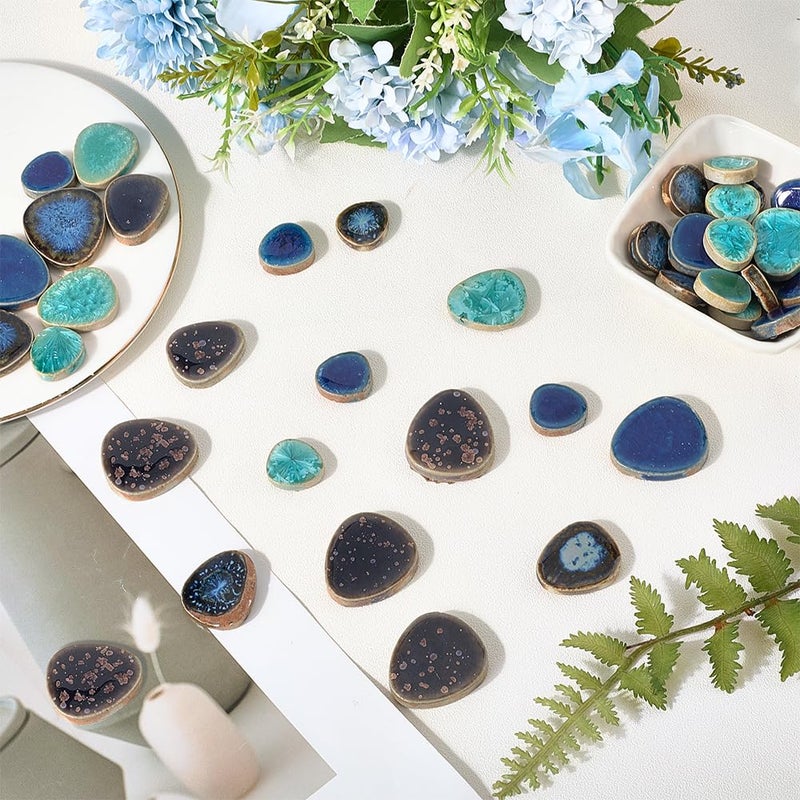 SOFPLATE 1 Box 200g Mosaic Broken Tile Pieces Porcelain Mosaic Tile Teardrop China Style Irregular Mosaic Pieces Bulk for DIY Crafts Plates Flowerpots Vases Cups Home Bathroom Decoration Projects - Image 3