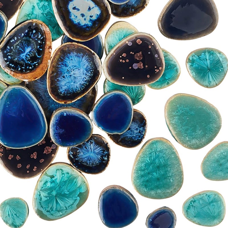 SOFPLATE 1 Box 200g Mosaic Broken Tile Pieces Porcelain Mosaic Tile Teardrop China Style Irregular Mosaic Pieces Bulk for DIY Crafts Plates Flowerpots Vases Cups Home Bathroom Decoration Projects - Image 1