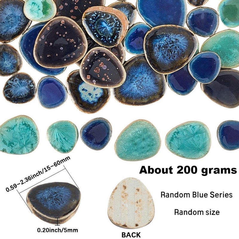 SOFPLATE 1 Box 200g Mosaic Broken Tile Pieces Porcelain Mosaic Tile Teardrop China Style Irregular Mosaic Pieces Bulk for DIY Crafts Plates Flowerpots Vases Cups Home Bathroom Decoration Projects - Image 2