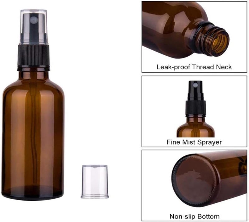 FUFU Glass Spray Bottles for Oil, Hair, Plants Water Empty Fine Mist and Refillable Mini Travel Size Bottle for Cleaning Solutions, Essential Oil Sprayer and Nozzle 6 Pack (30ml) - Image 4