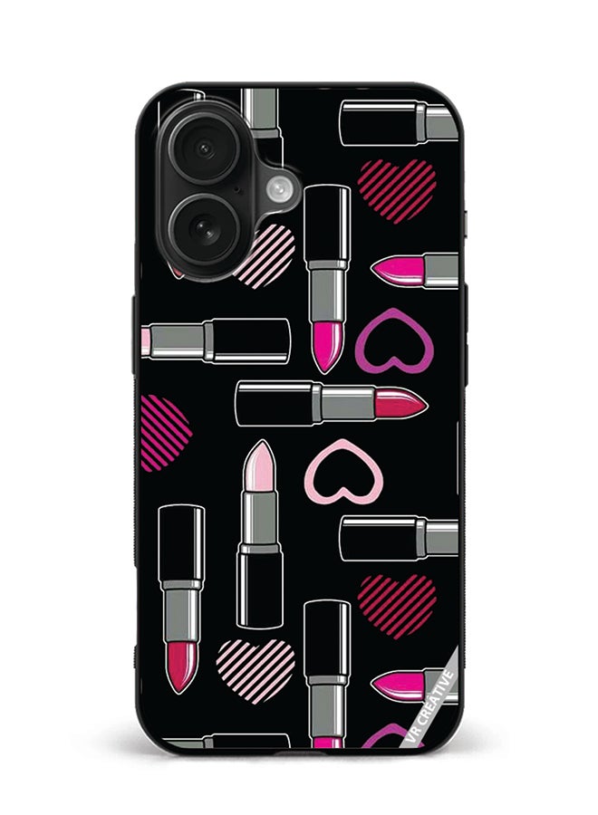 Protective Case Cover For Apple iPhone 16 Lipsticks Design Multicolour