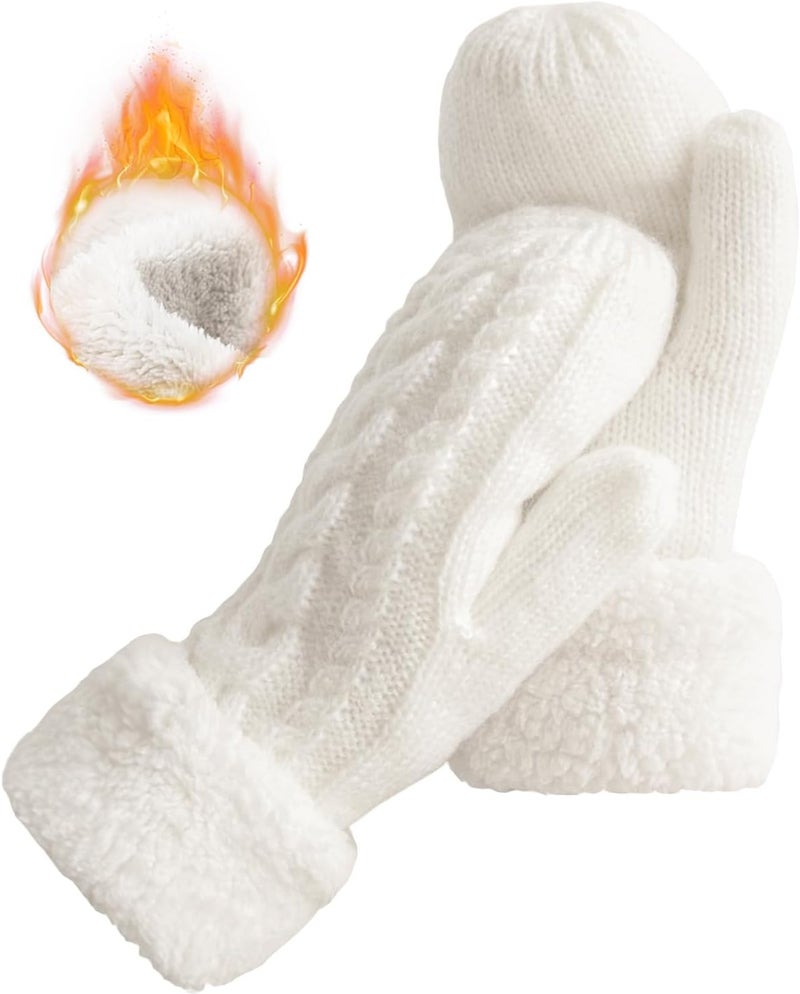 Whiteleopard Women's Winter Gloves Warm Lining - Cozy Wool Knit Thick Gloves Mittens - Image 1