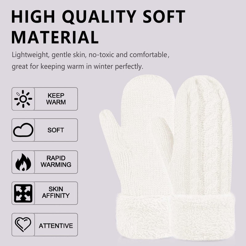 Whiteleopard Women's Winter Gloves Warm Lining - Cozy Wool Knit Thick Gloves Mittens - Image 4