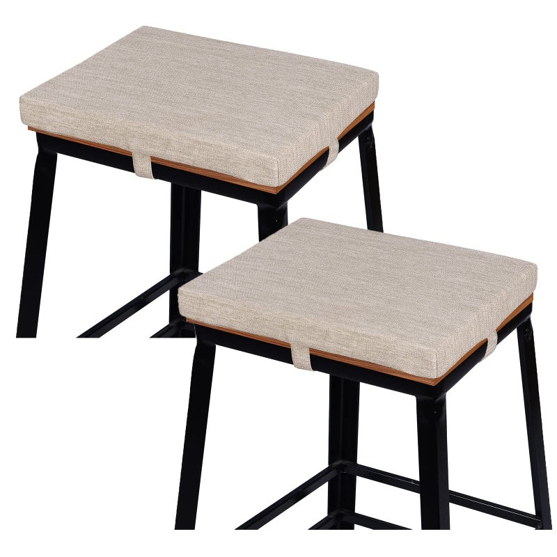 baibu Set of 2 Rectangle Bar Stool Cushions  Non-Slip Dining Bar Stool Cushion Pads Kitchen Bench Stool Cushions with Machine Washable Cover - 2 Cushions Only(Beige  15.7?11.8?1.5in) - Image 1
