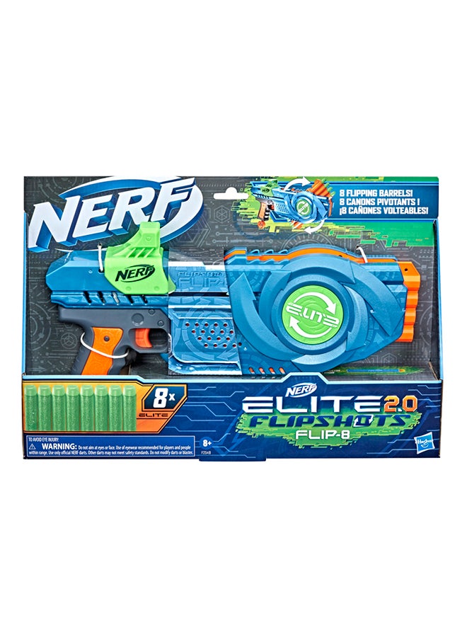 NERF Elite 2.0 Flipshots Flip-8 Blaster with 8 Dart Barrels That Flip to Double Your Firepower 8-Dart Capacity - Image 1