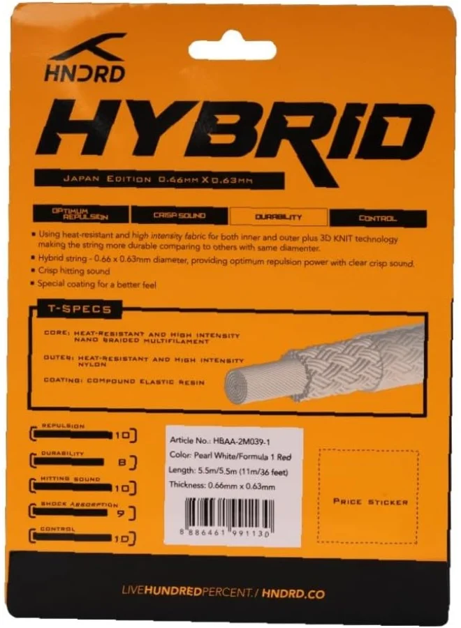 HUNDRED Hybrid Badminton Chain, Red/Pearl White