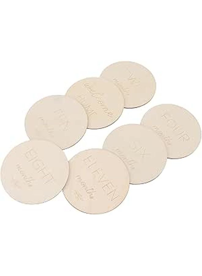 Baby Monthly Milestone Cards 7Pcs Wooden Disc Double Sided Photo Props - Image 1